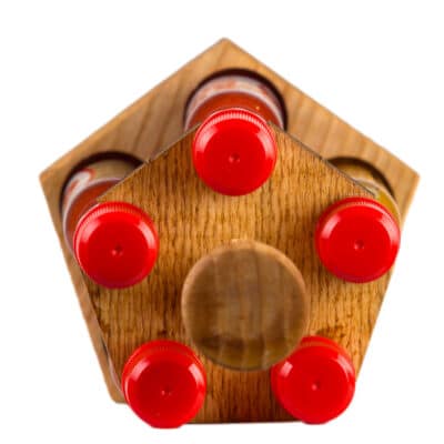 Drveni stalak s 5 ljutih umaka 20ml 10 Drveni stalak s 5 ljutih umaka 20ml