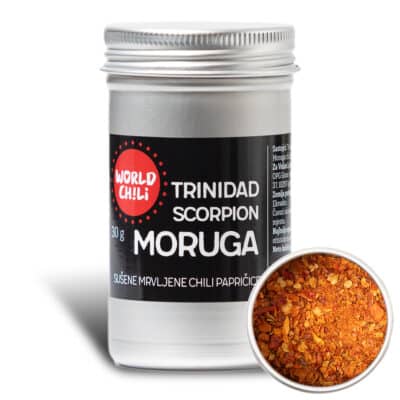Gurmansko putovanje kroz svijet rijetkih ljutih paprika 35 Trinidad Scorpion sušene drobljene chili papričice 30g